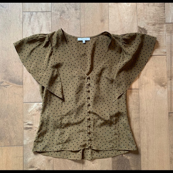 Madewell 100% Silk Flutter Sleeve Polka Dot Carmelina Blouse - Picture 2 of 5